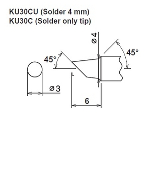 ปลายหัวแร้ง Cera cote kunoichi ku30cu solder 4mm ku30c solder tip